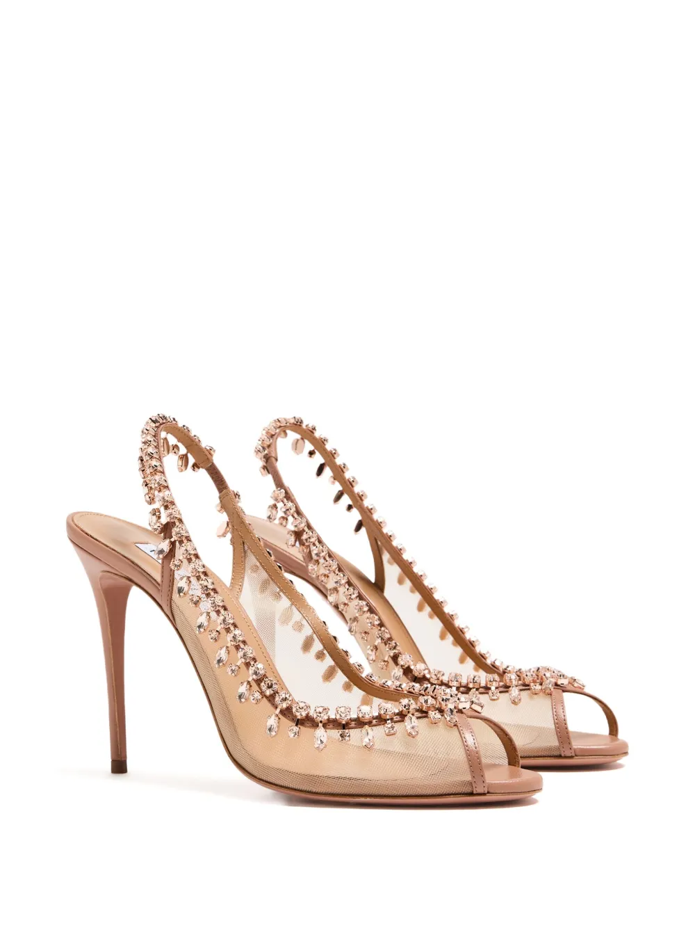 Aquazzura 105mm open-toe slingback heeled pumps Neutrals
