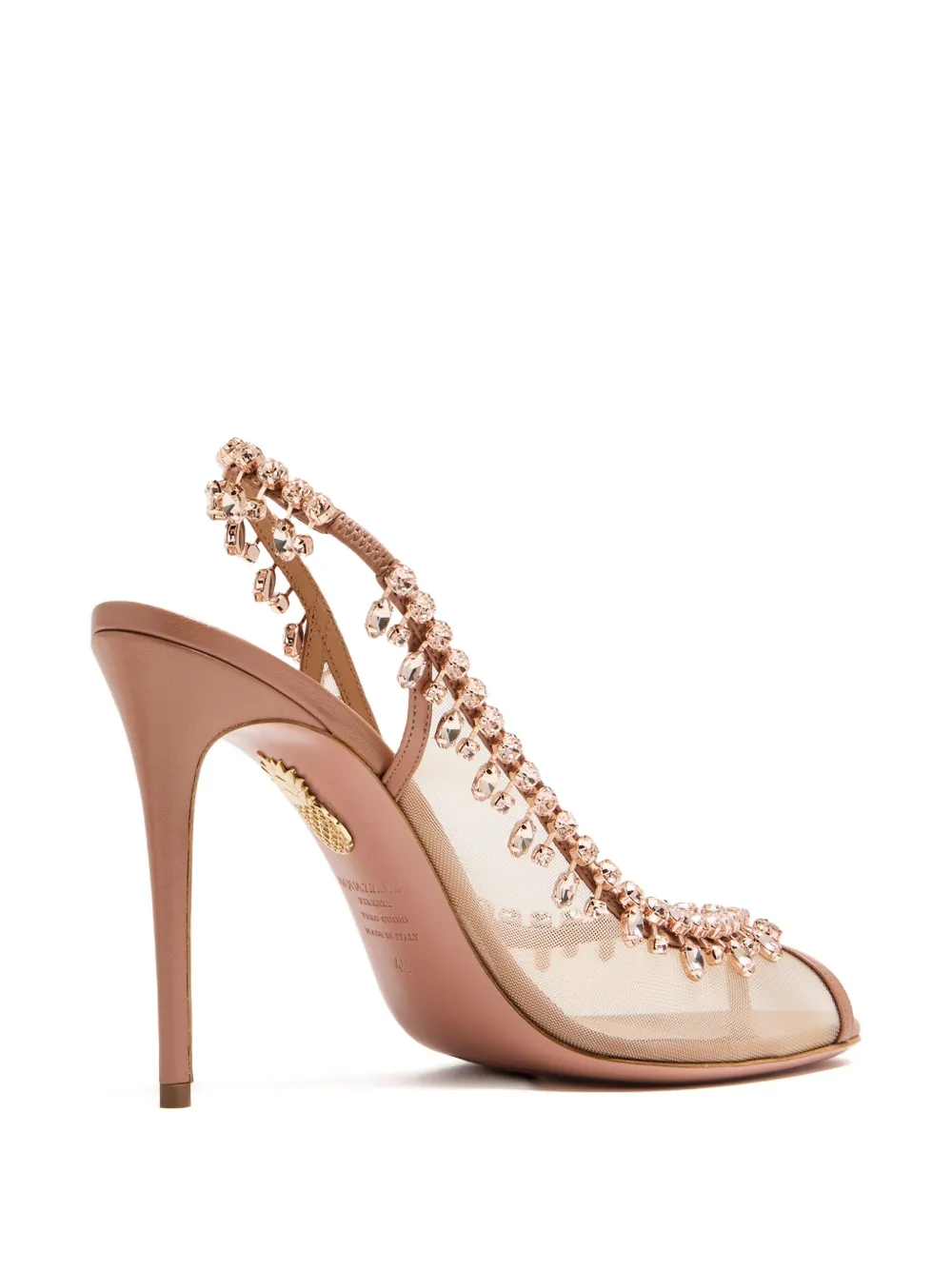 Aquazzura 105mm open-toe slingback heeled pumps Neutrals