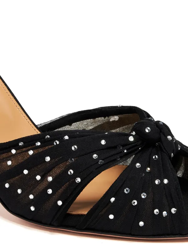 AQUAZZURA ブラックレザー ミュール Aquazzura 75mm Slow Kisses Mules | Black | FARFETCH
