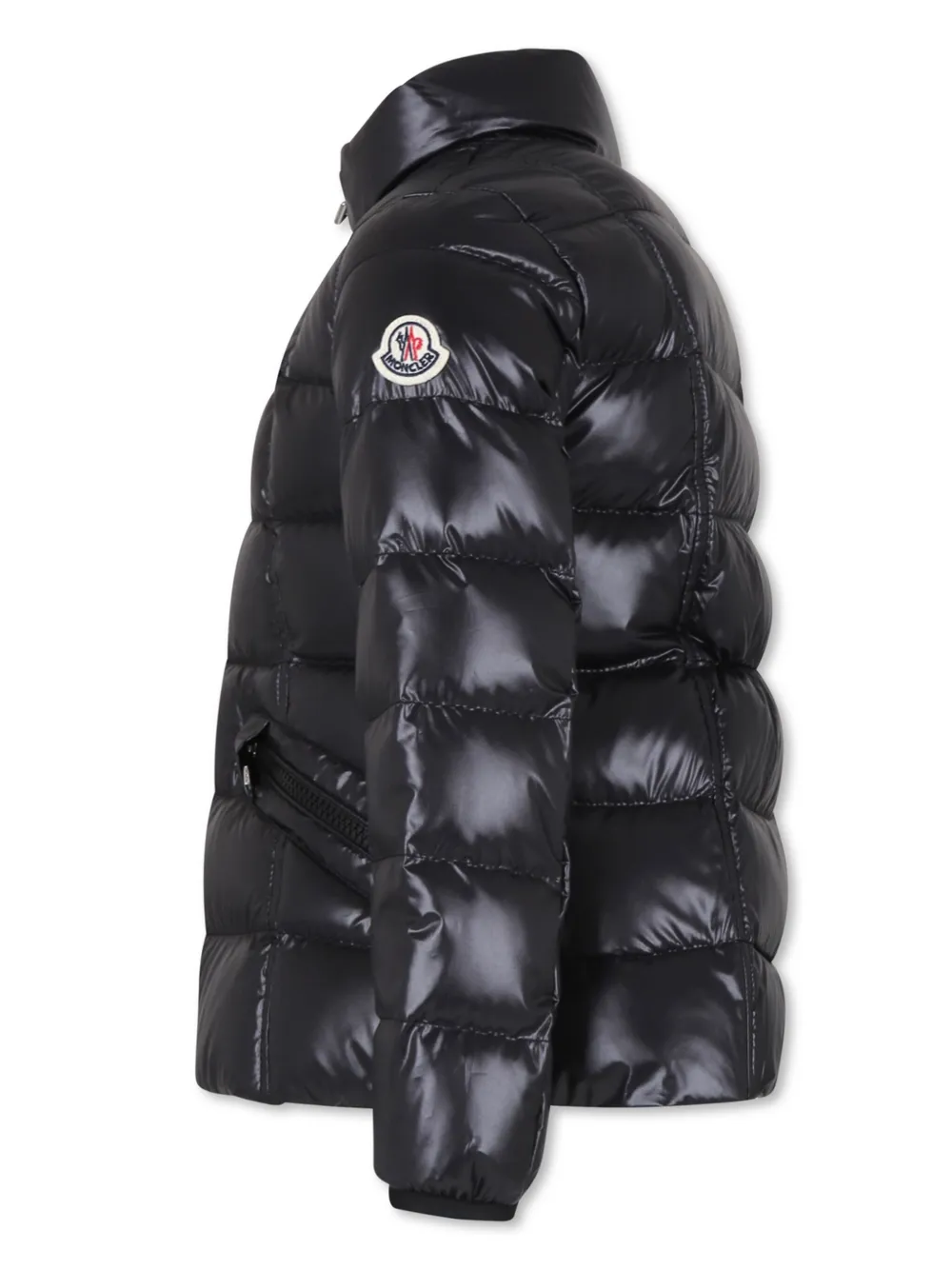 Moncler Enfant Gewatteerd donsjack met logo-applicatie Zwart