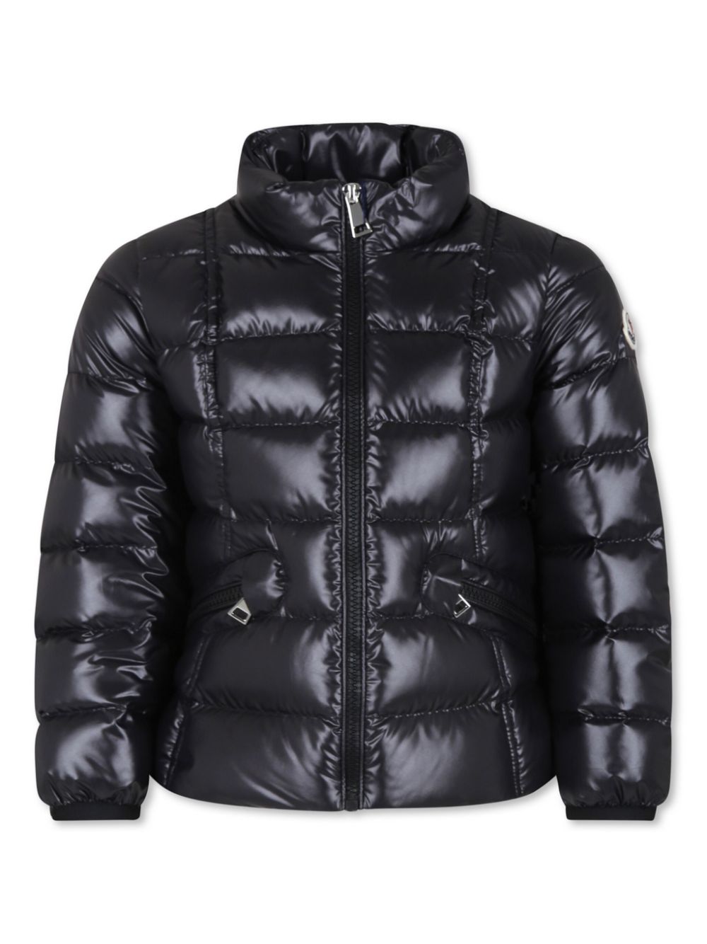 Moncler Enfant Gewatteerd donsjack met logo-applicatie Zwart