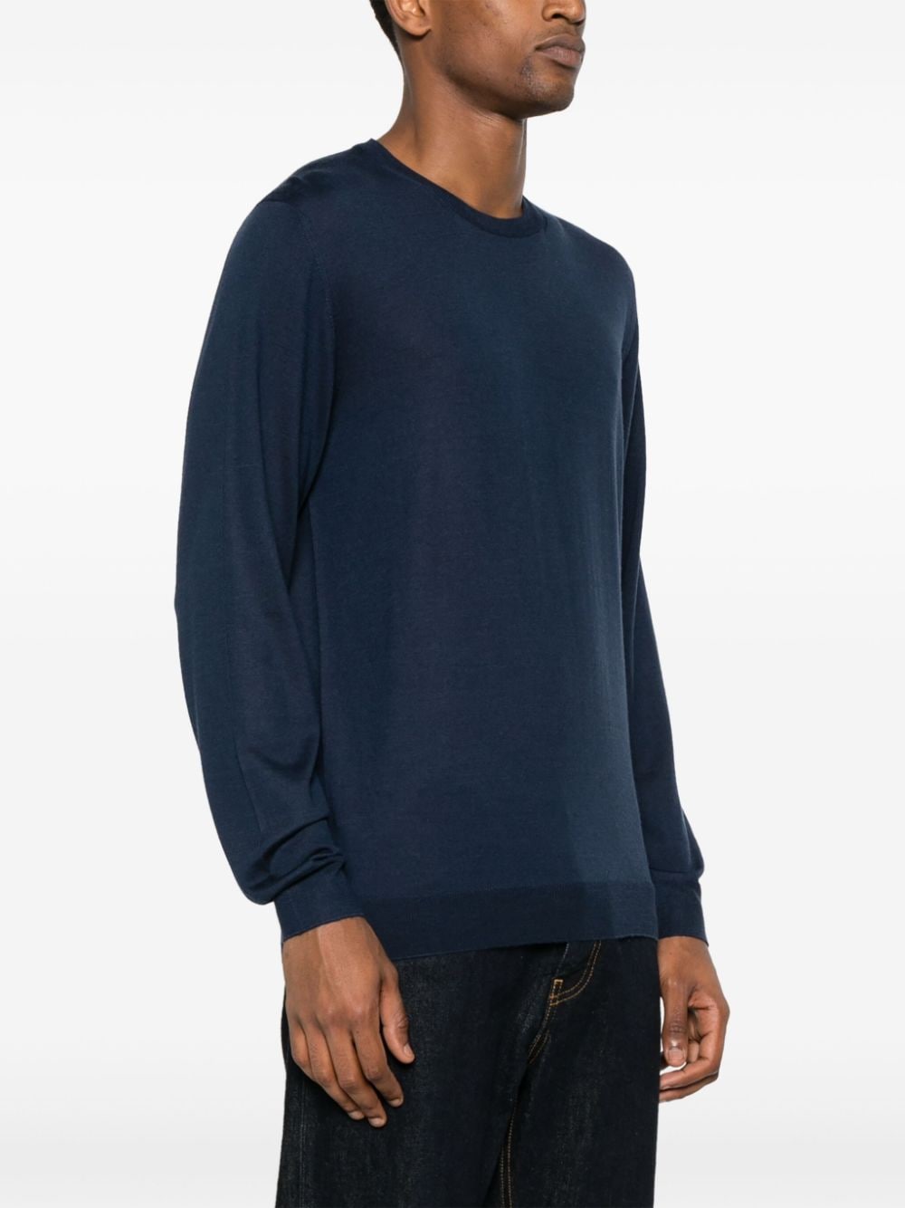 Shop Fedeli Fine-knit Virgin-wool Jumper In Blue