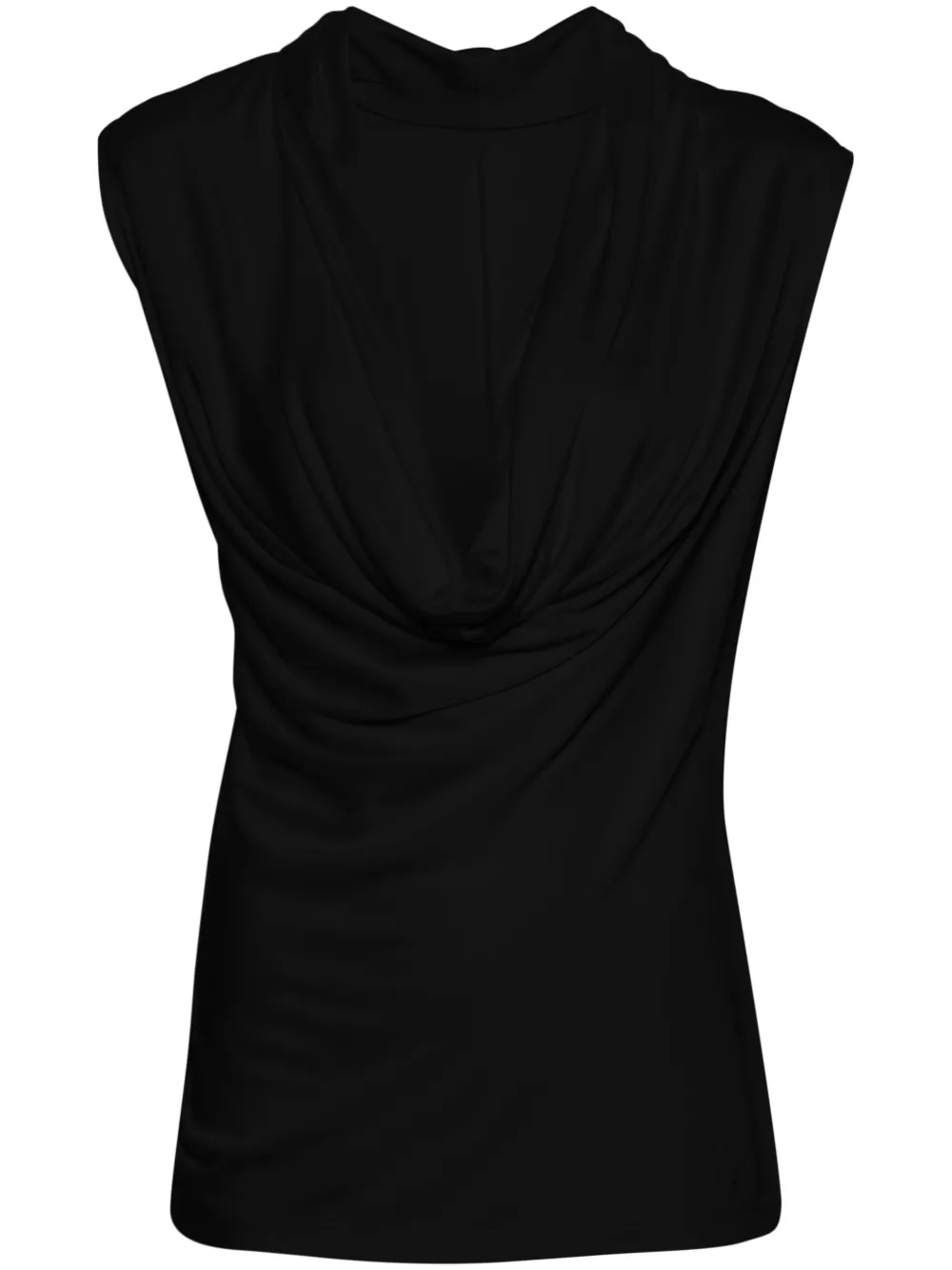 cowl-neck sleeveless blouse