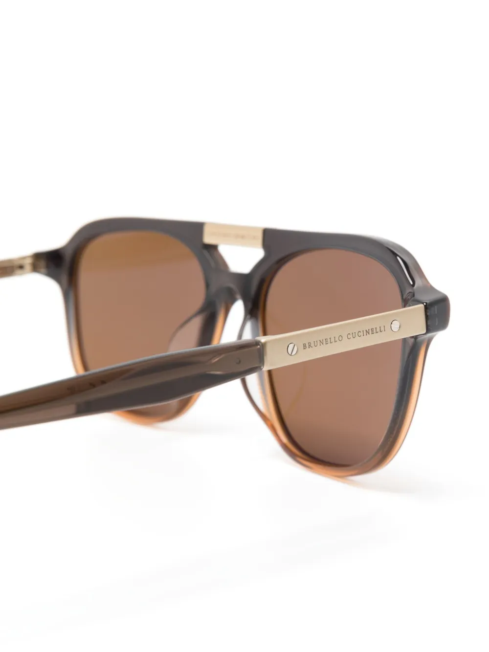Brunello Cucinelli BC4001S zonnebril met piloten montuur Bruin