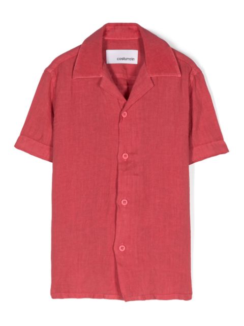 Costumein camp-collar linen shirt