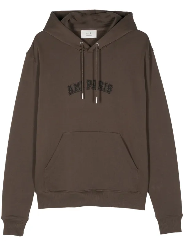 AMI PARIS♦Paris Logo Patch Cotton Fleece Hoodie AMI PARIS - Ami Paris patch hoodie | Leam Roma - Luxury