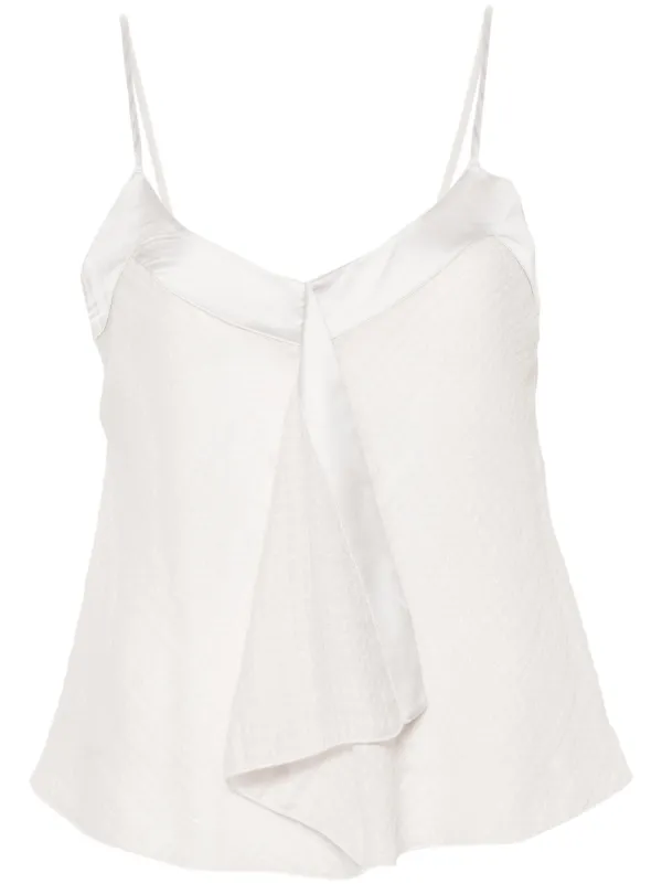 Emporio Armani Ruffled Seersucker Top in Grey