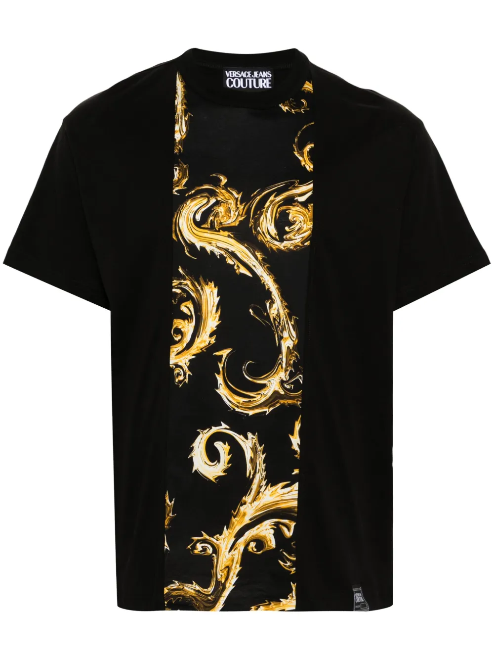 Shop Versace Jeans Couture Barocco-print Cotton T-shirt In Black