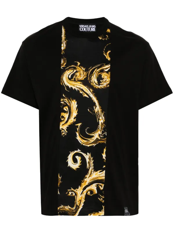 Versace Jeans Couture Barocco print Cotton T shirt Black FARFETCH KW