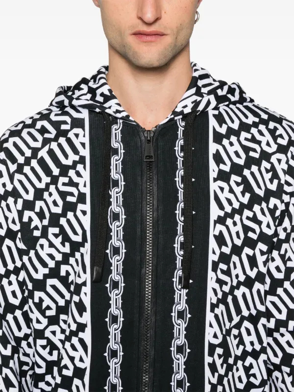 Versace Jeans Couture zip-up Cotton Hoodie | Black | FARFETCH
