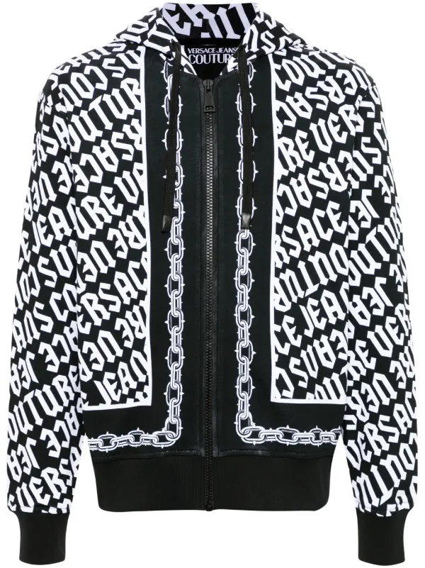 Versace Jeans Couture zip-up Cotton Hoodie | Black | FARFETCH PL