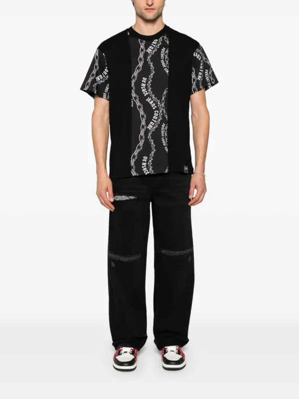 Tシャツ・カットソー VERSACE JEANS COUTURE 'Chain Couture' T-shirt Black Versace Jeans Couture Chain Couture Cotton T-shirt | Black