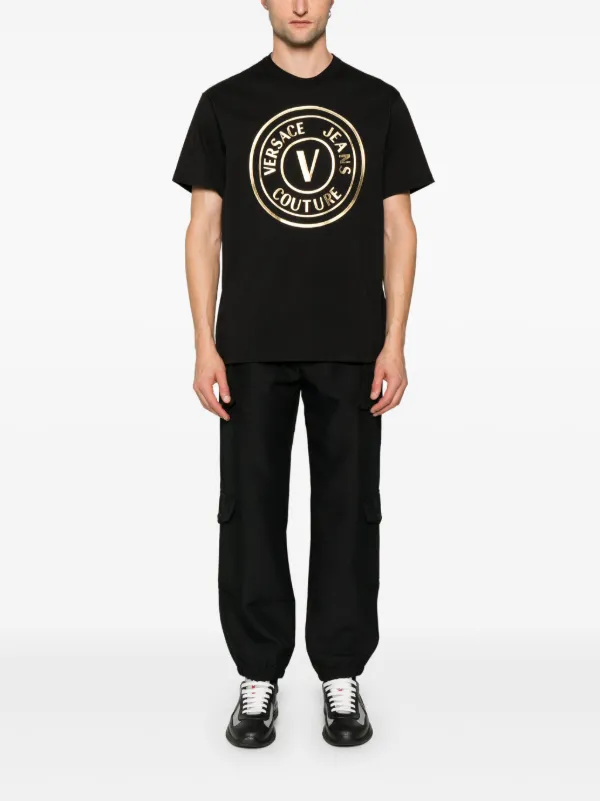 Versace Jeans Couture logo-print Cotton T-shirt | Black | FARFETCH JO