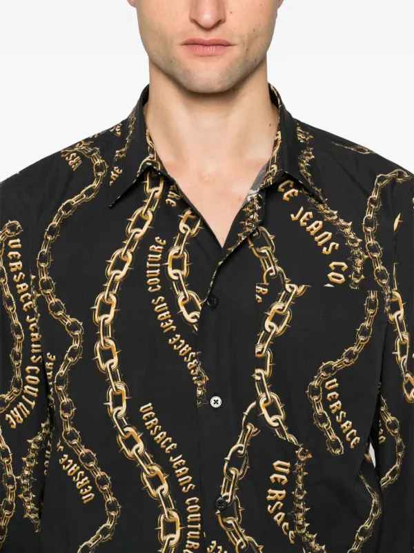 Versace Jeans Couture Chemise a Imprime Chain Couture Noir FARFETCH DZ