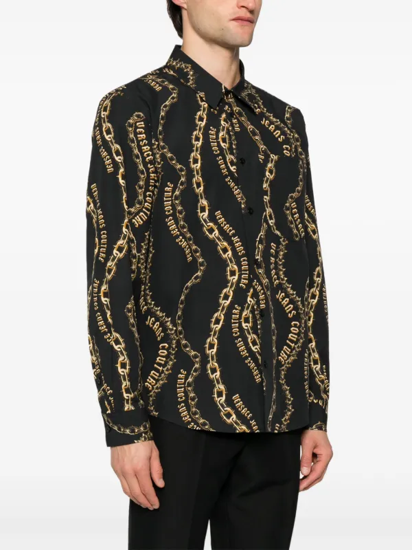 Versace Jeans Couture Chain Couture Cotton Shirt | Black | FARFETCH ZA