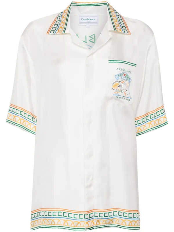 Casablanca モノグラム シルクシャツ | ホワイト | FARFETCH JP