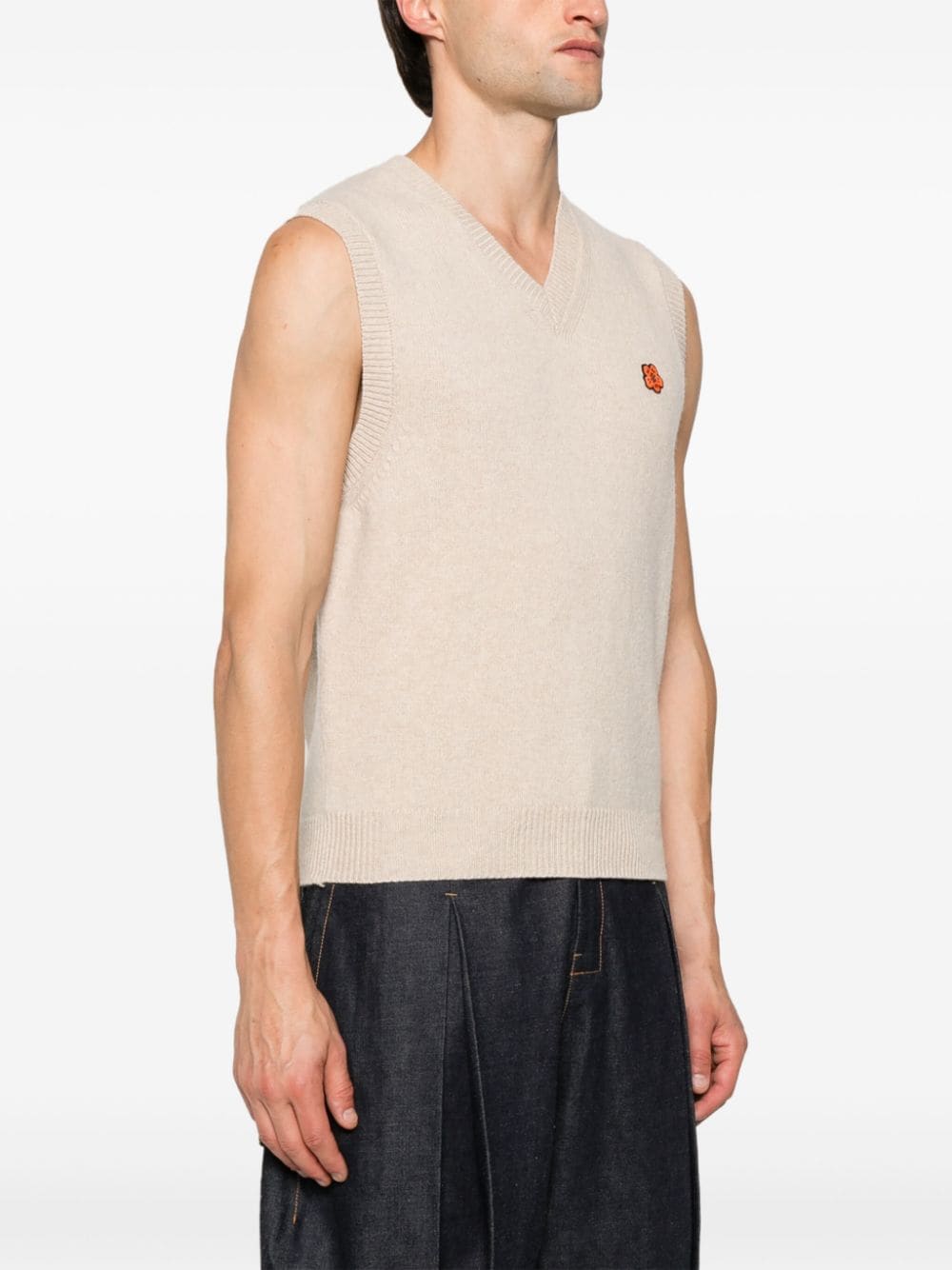 Shop Kenzo Boke Flower Wool Vest In Neutrals