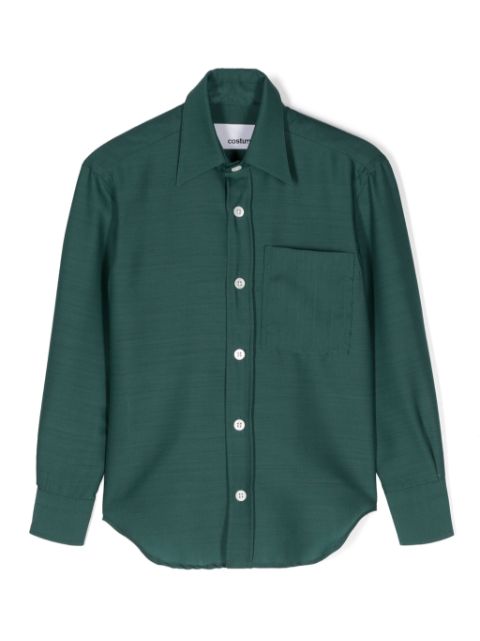 Costumein patch-pocket virgin-wool shirt