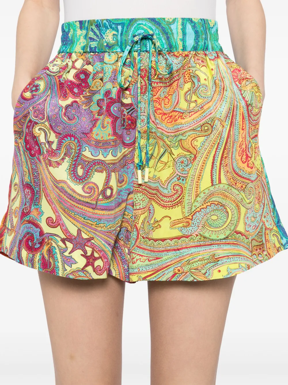 Shop Alemais Ceto Spliced Shorts In Blue