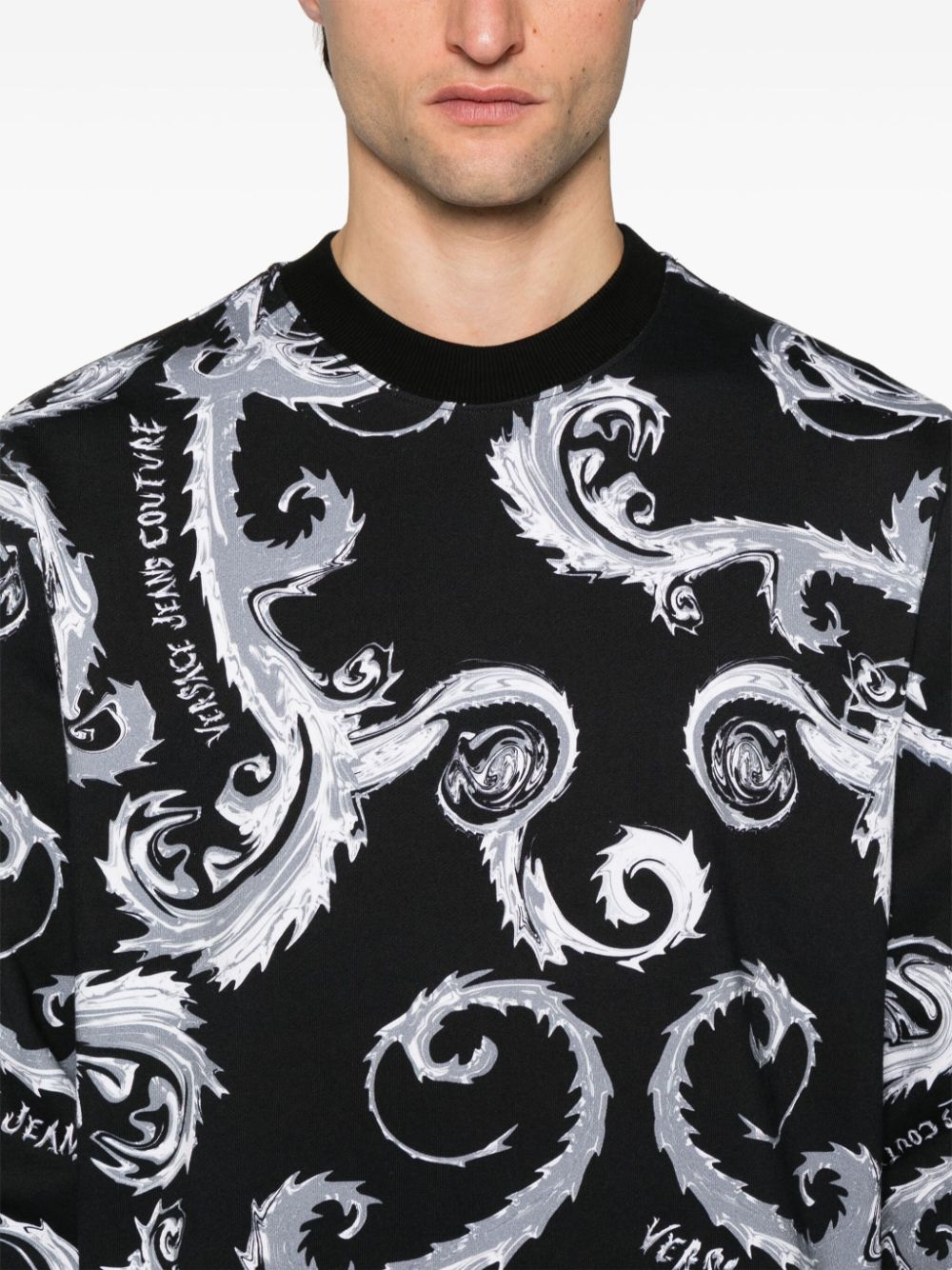 Shop Versace Jeans Couture Chromo Couture Cotton Sweatshirt In Black