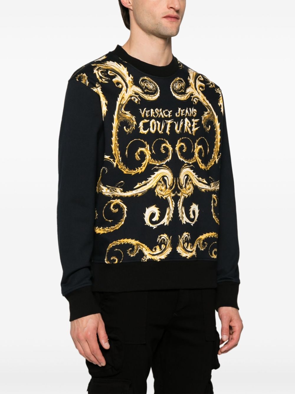 Shop Versace Jeans Couture Couture Chain Cotton Sweatshirt In Black