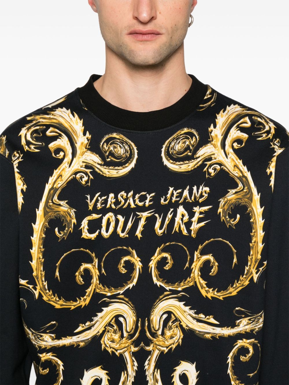 Shop Versace Jeans Couture Couture Chain Cotton Sweatshirt In Black