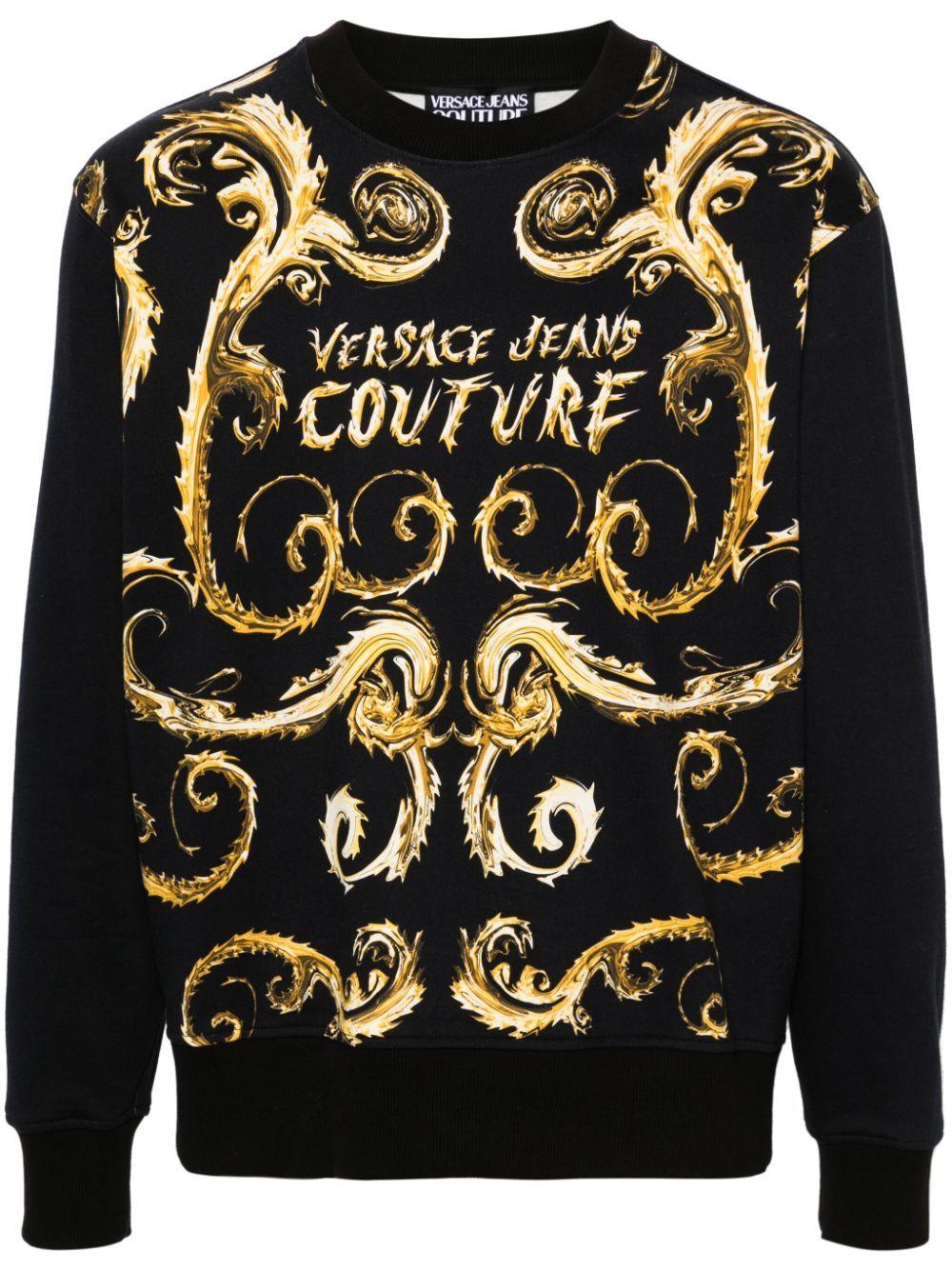 Shop Versace Jeans Couture Couture Chain Cotton Sweatshirt In Black