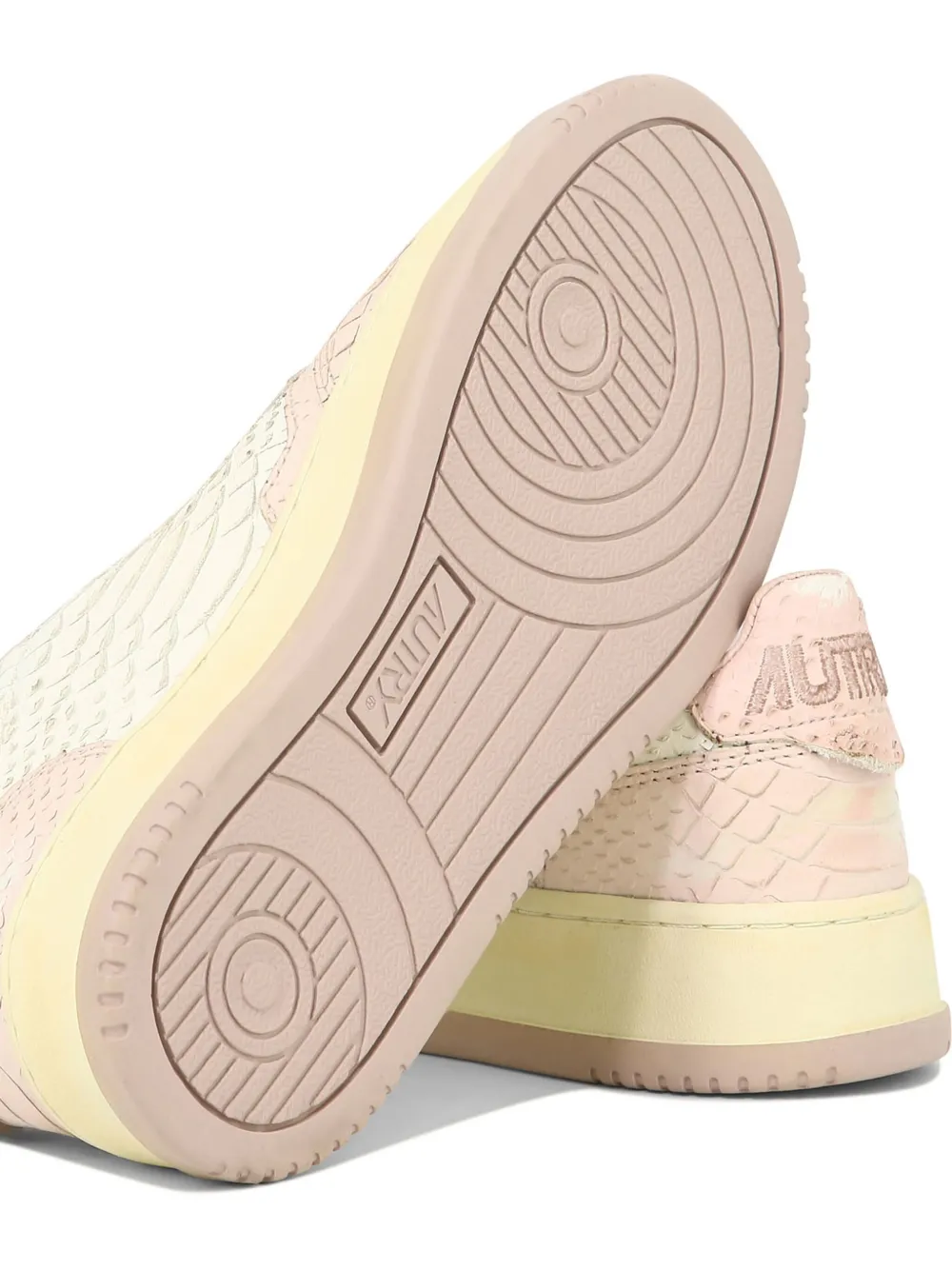 Autry Medalist Snakeskin-effect Leather Sneakers In Pink