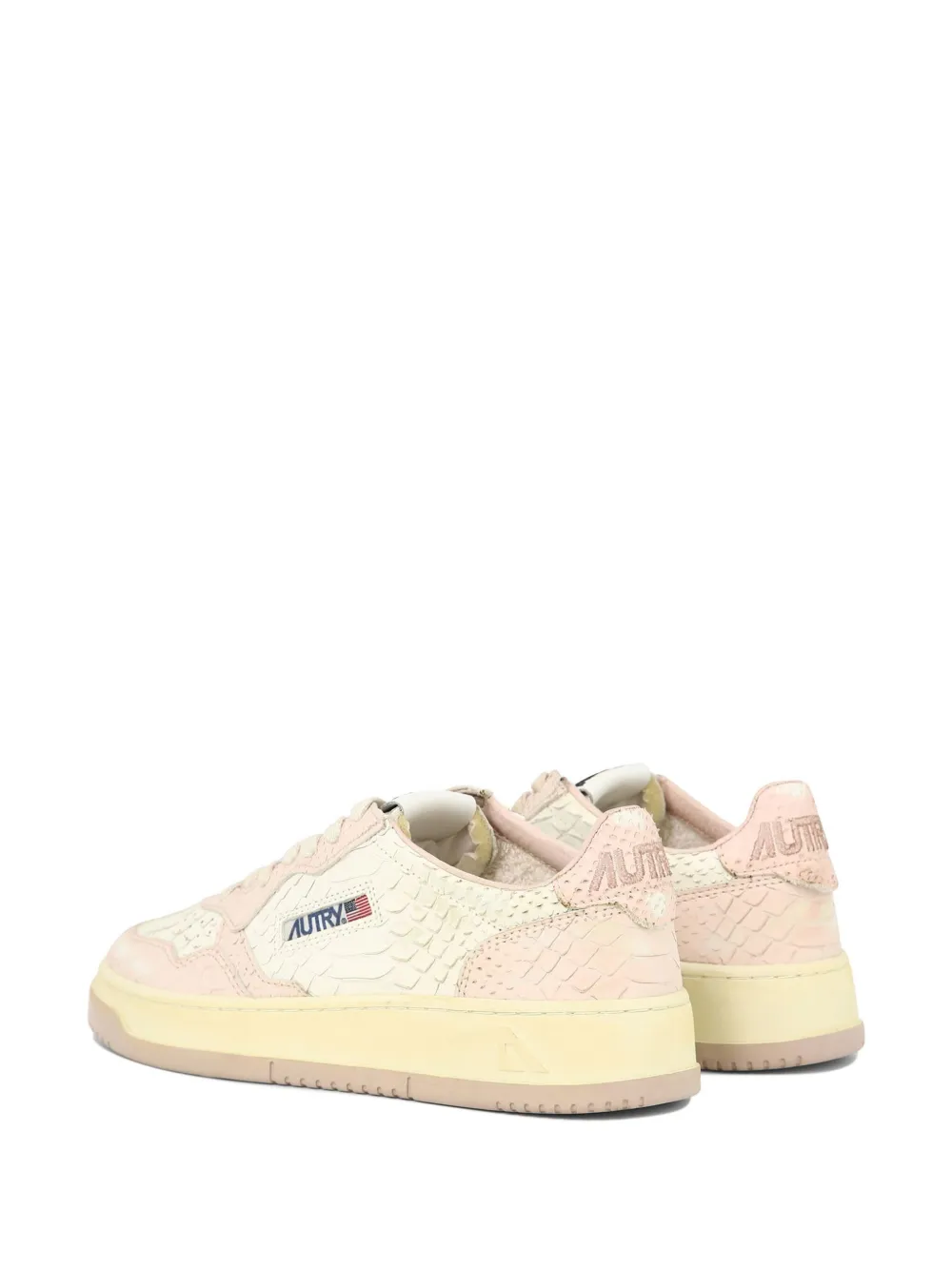 Autry Medalist Snakeskin-effect Leather Sneakers In Pink