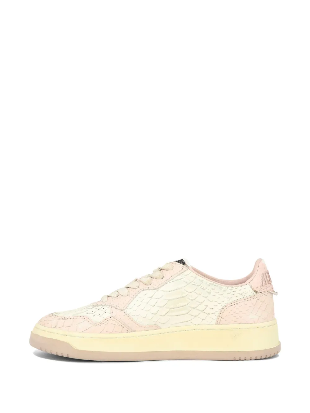 Autry Medalist Snakeskin-effect Leather Sneakers In Pink