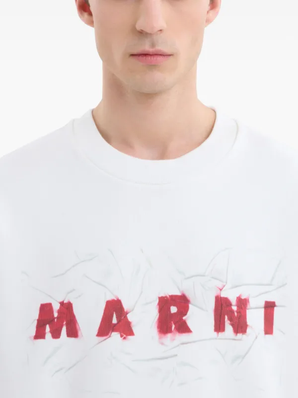 MARNI ホワイト ロゴプリント トレーナー Marni ロゴ スウェットシャツ | ホワイト | FARFETCH JP