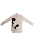 Marni floral-tulle-applique silk shirt - Grey
