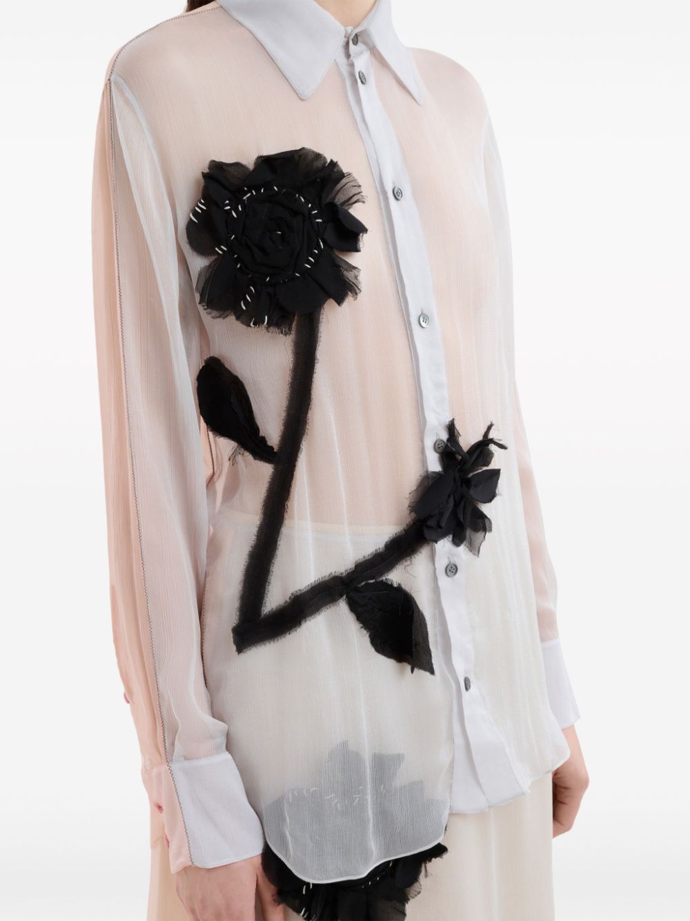 Cheap Marni floral-tulle-applique silk shirt Women