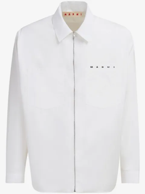 Marni logo-print zip-up shirt