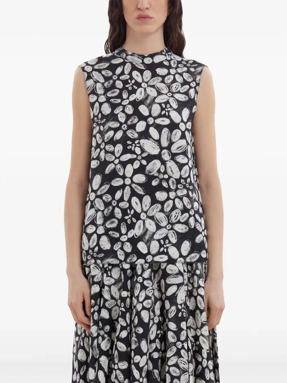 Marni Top met bloemenprint Zwart