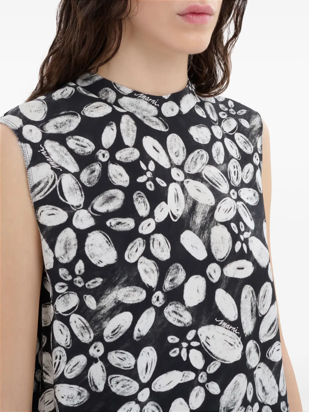 Marni Top met bloemenprint Zwart