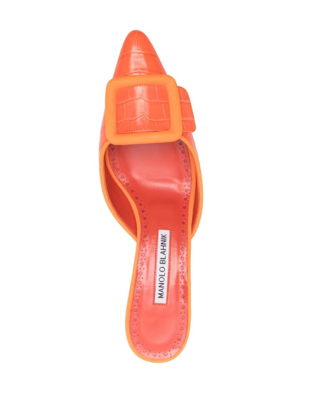 Shop Manolo Blahnik Maysale 50mm Leather Mules In Orange