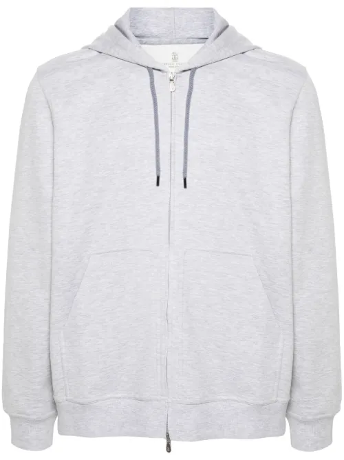 Hoodie zippé à effet mélangé - Brunello Cucinelli - Modalova
