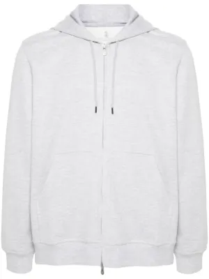 BRUNELLO CUCINELLI グレー ジップアップパーカー Brunello Cucinelli Cotton zip-up Hoodie | Grey | FARFETCH JO