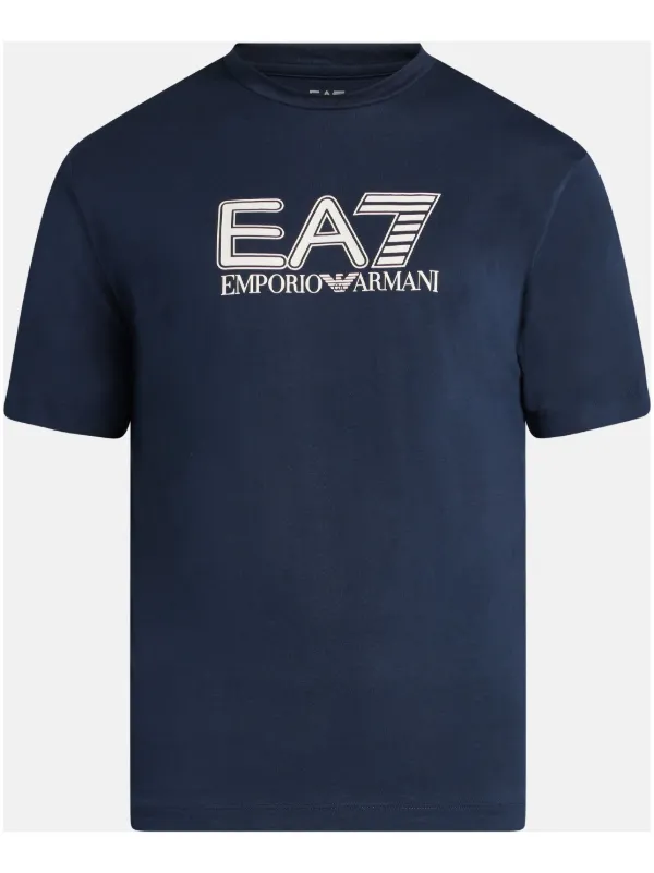 Ea7 Emporio Armani logo print T shirt Blue FARFETCH TR