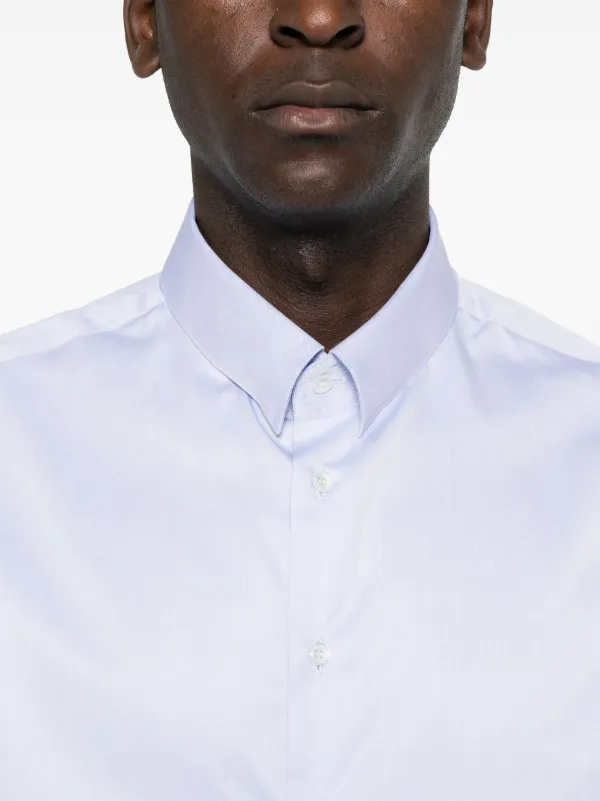 Giorgio Armani classic-collar Cotton Shirt | Blue | FARFETCH JO
