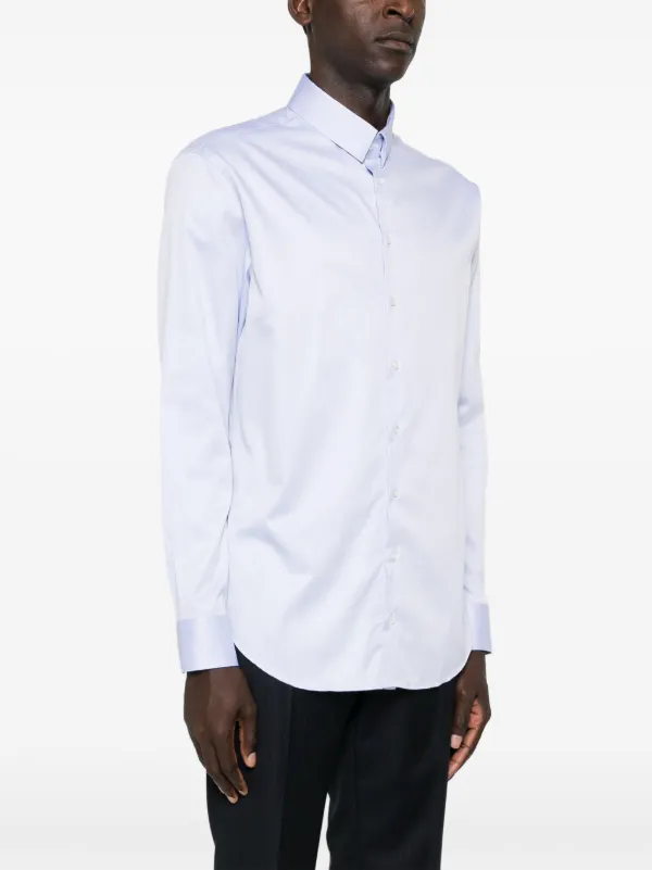 Giorgio Armani classic-collar Cotton Shirt | Blue | FARFETCH JO