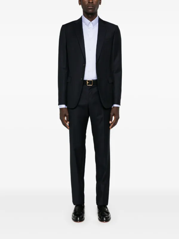 Giorgio Armani classic-collar Cotton Shirt | Blue | FARFETCH JO