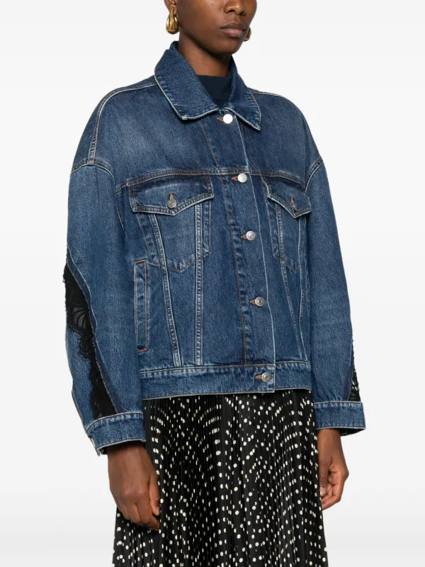 Stella McCartney デニムジャケット Sサイズ Stella McCartney レースディテール デニムジャケット | ブルー