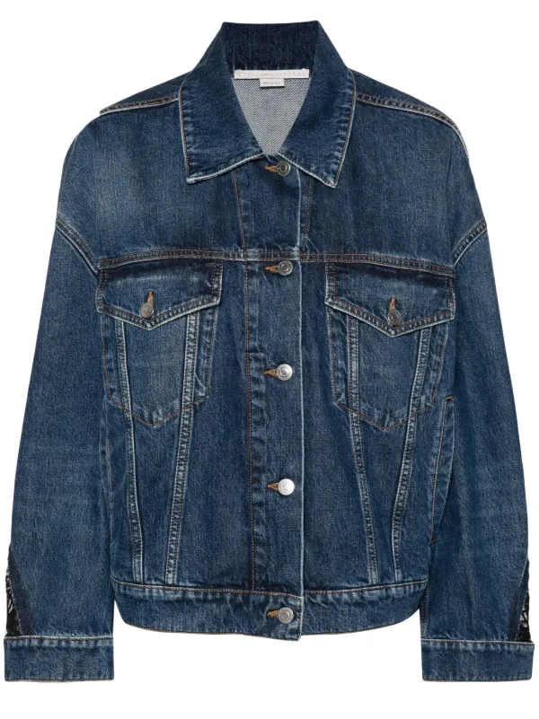 Stella McCartney lace detailing Denim Jacket Blue FARFETCH ID