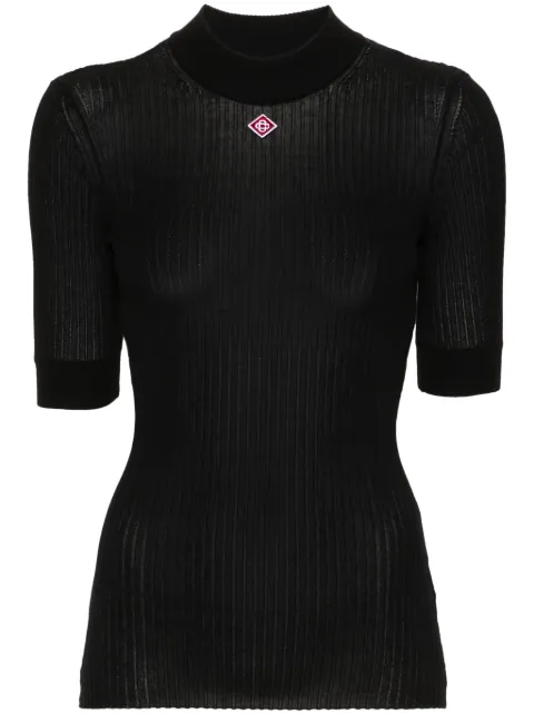 Casablanca logo-patch ribbed top