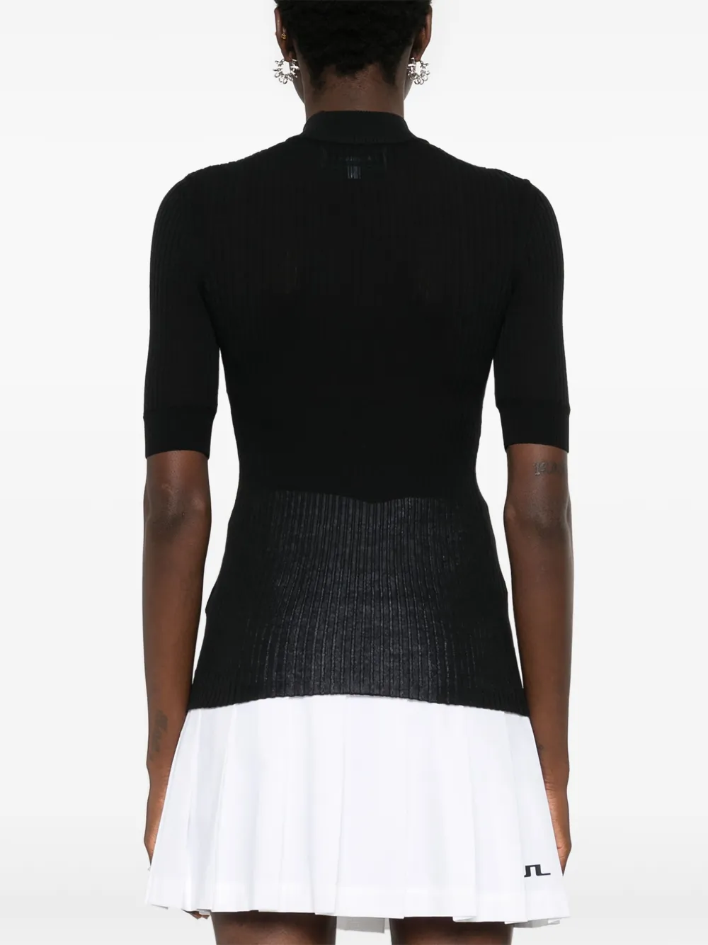 Casablanca Womens Black Brand-patch Ribbed Cotton-blend Top In Black