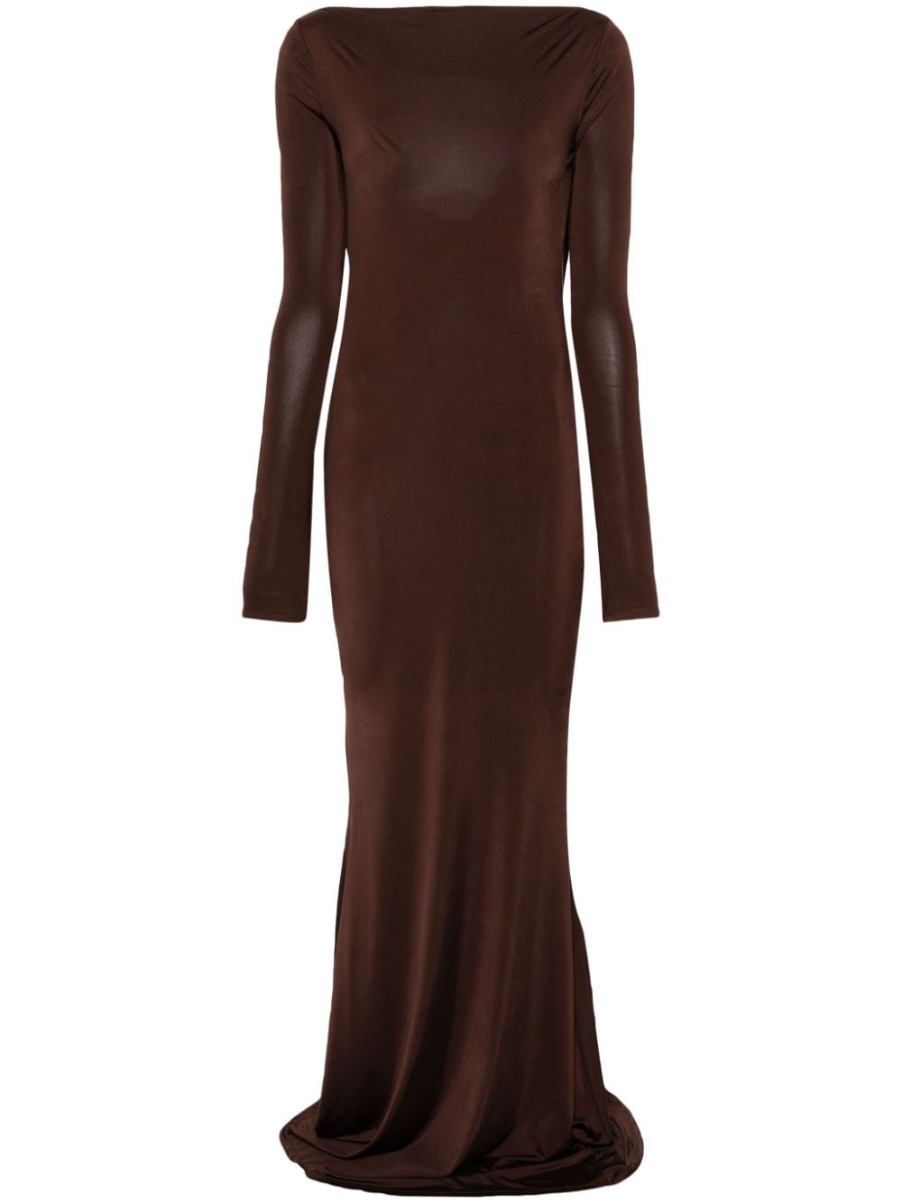 Atu Body Couture X Rue Ra Cowl-effect Maxi Dress In Brown