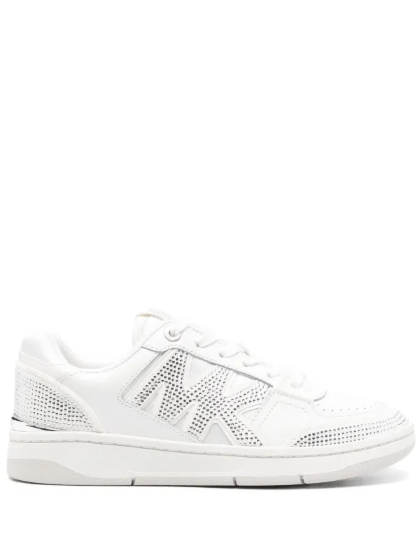 Michael Michael Kors rhinestone embellished Leather Sneakers White FARFETCH UK