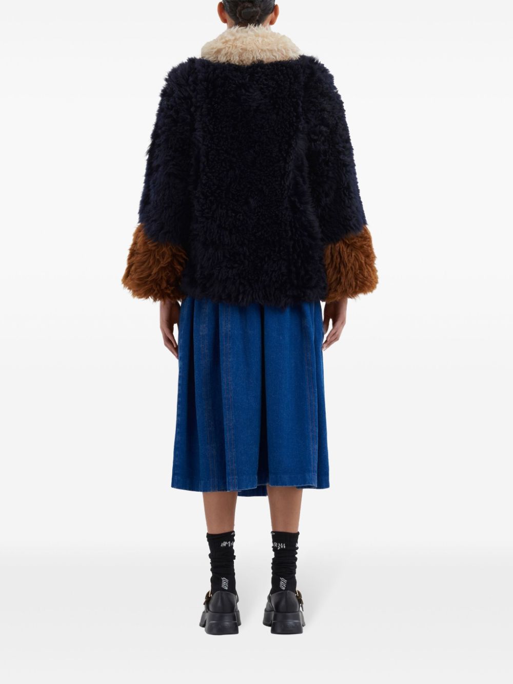 Marni colour-block shearling jacket Women